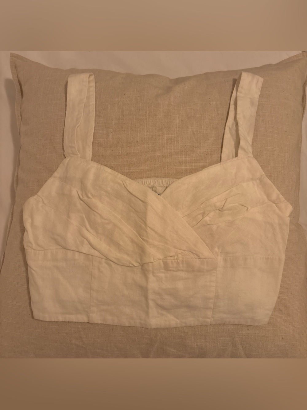 Banana Republic Cream Linen Crop Tank Top